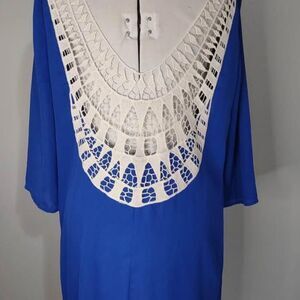 Tunic Large Dainty Hooligan crochet lace back 20”pit-pit 34”-36”length C7288